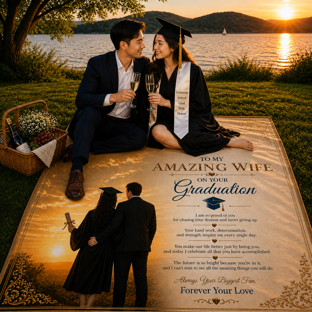 To My Sweet Wife On Your Grad Success Woven Blanket