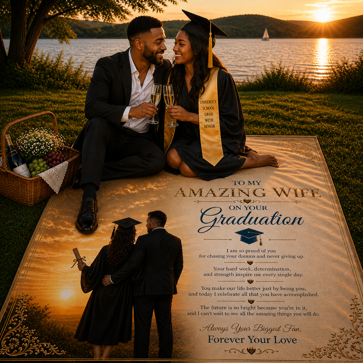 To My Sweet Wife On Your Grad Success Woven Blanket