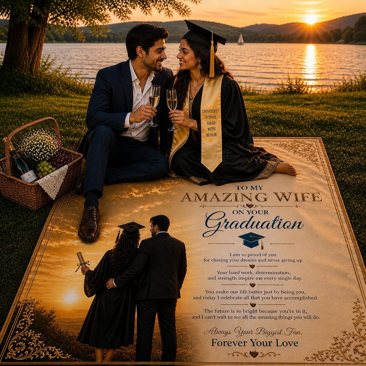 To My Sweet Wife On Your Grad Success Woven Blanket