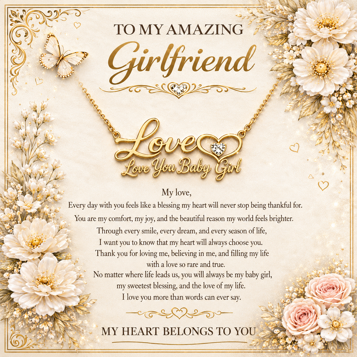 Customized Luxurious romantic jewelry card for My Girlfriend